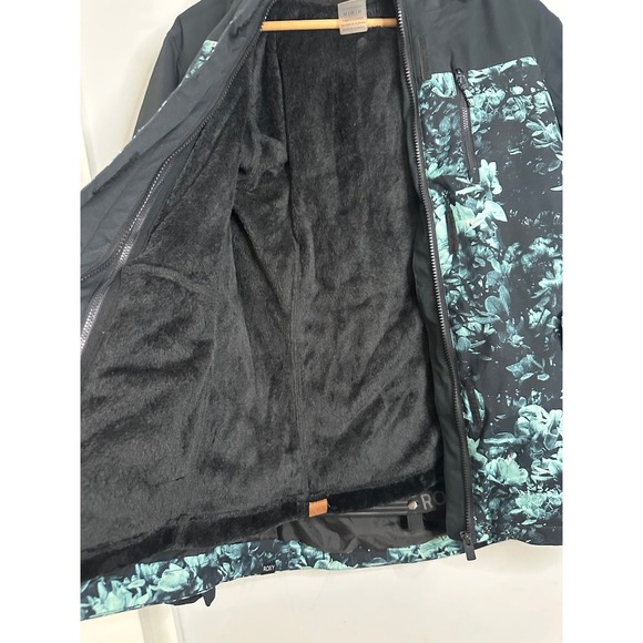 Roxy Floral Print Snow Jacket Hooded Insulated Ski Winter Coat Medium - Picture 3 of 6